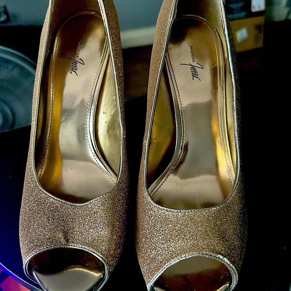 Glittery gold heels